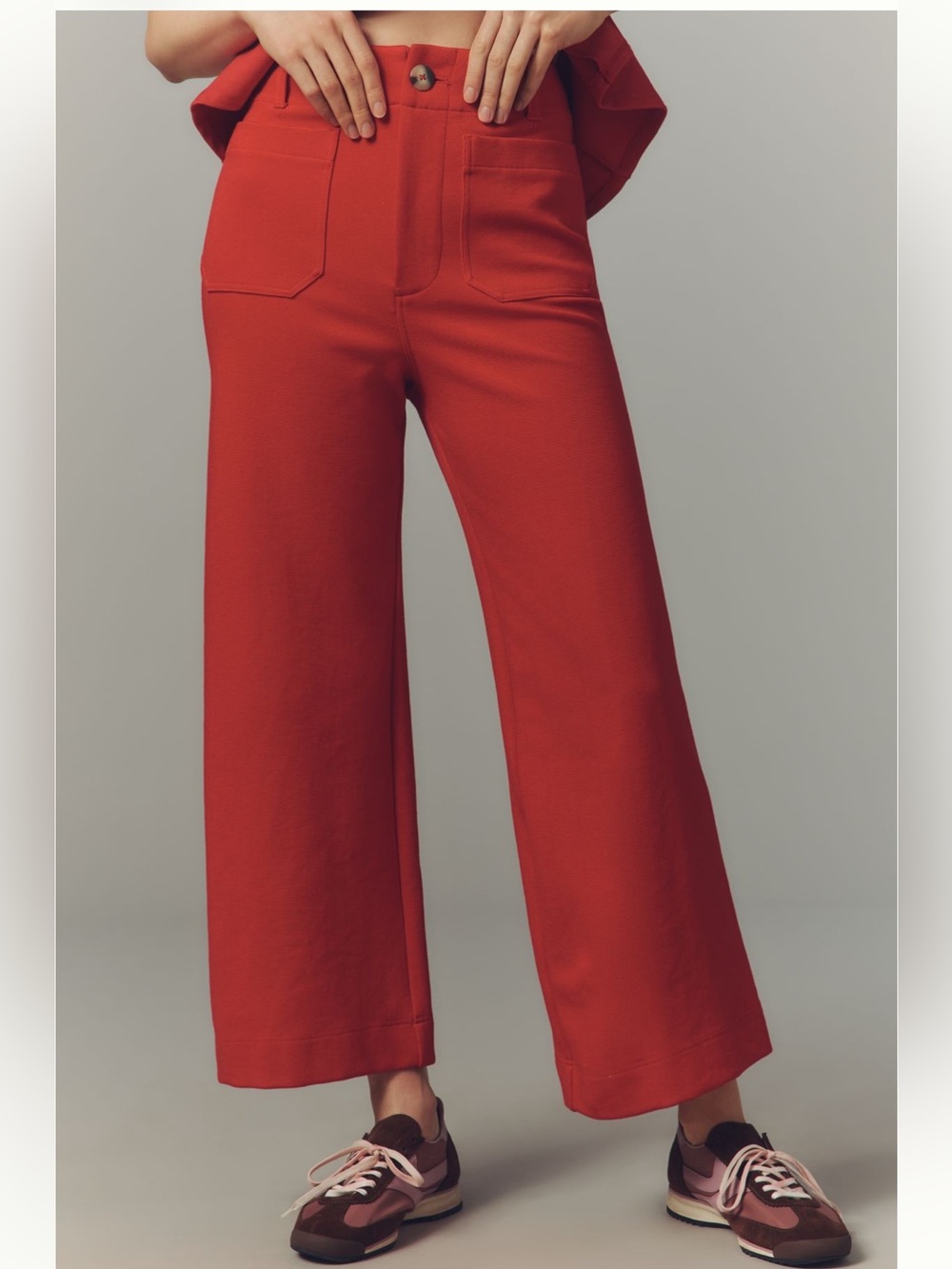 Maeve Colette Knit High-Rise Wide-Leg Cropped Pants
